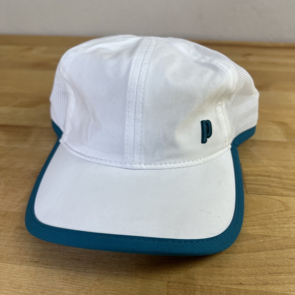 Prince Girl's Perforated Ponytail Tennis Hat White Teal Youth NEW FLAW
